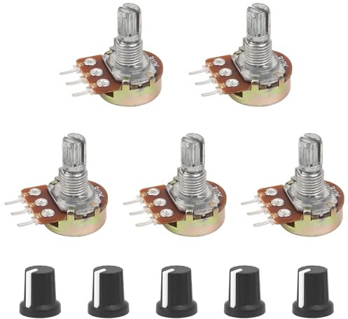 SCOOYUCK 5 Stücke B10K Potentiometer 3 polig Linear Taper einstellbar Drehpotentiometer mit Knopf