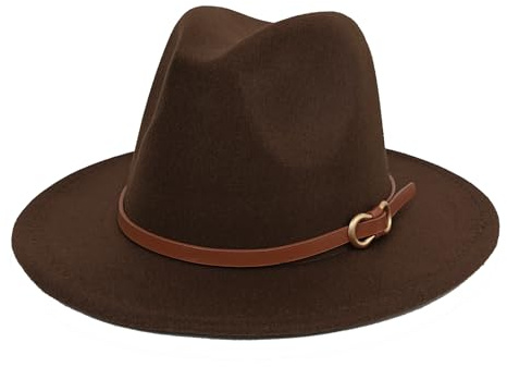 HEYANN Fedora - Cappello da uomo in feltro, con tesa larga, da uomo, classico, da donna, in feltro, da uomo, per feste, caffè, M