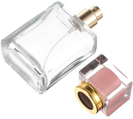WEKADRIN Botella De Perfume De Cristal 50ml Pulverizador De Perfume Recargable Para Viaje y Uso Diario Tapa Rosa Transparente