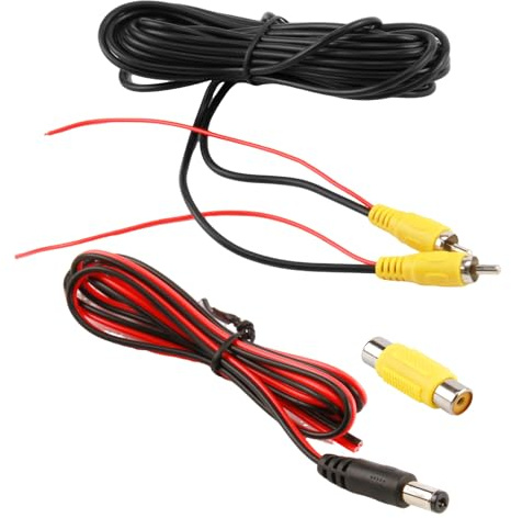 Förlängning 6 m RCA-videokabel för anslutning av bildskärm och bakre kamera, AV-förlängningskabel med RCA-videokontakt hona till hona och 1 m strömkabel