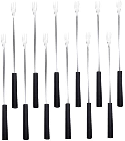 Cabilock 12piezas Tenedores De Fondue De Acero Inoxidable De Fondue De Queso Postres y Frutas Tenedores Largos Para Mojar Ollas Calientes
