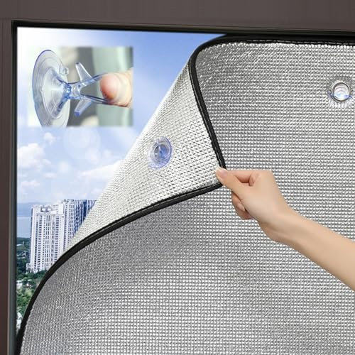 8 mm Film de Protection Solaire Anti Chaleur pour Fenetre, Film Aluminisé Réutilisable avec Ventouse, Panneau Protection Soleil