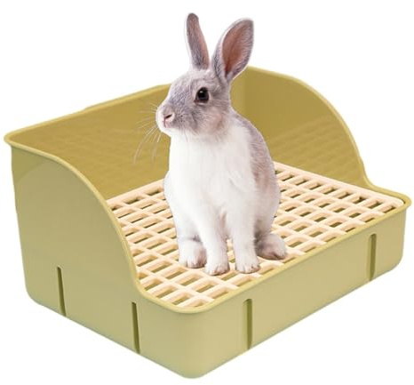 Caja de arena para conejos, a prueba de salpicaduras, bandeja de cama grande, inodoro esquinero de malla de plástico para cobayas, chinchillas y hámster