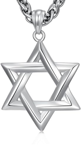 PDTJMTG Stern von David Halskette für Männer 925er Sterling Silber klassisches jüdisches Megan-Stern-Anhänger-Halsketten-Schmuck für Vater Sohn, inkl. Edelstahlkette 55 + 5 CM