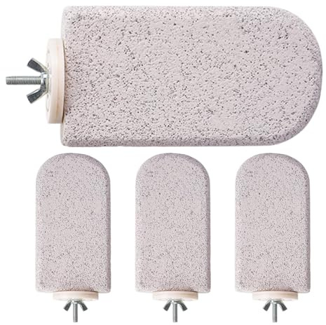 Posaderos para Aves De Jaula | 4 Piezas Posadero de Piedra Volcánica Escarchada para Jaula,Juguetes De Palos para Masticar Y Ejercicio para Loros Cotorras Agapornis - Entrenamiento De Nidos