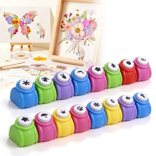 BAIFULAI 16 troqueles de papel, mini perforadores de diseño, perforadores estables para papel para manualidades, troquelador redondo, estrella para manualidades, álbum de fotos, manualidades
