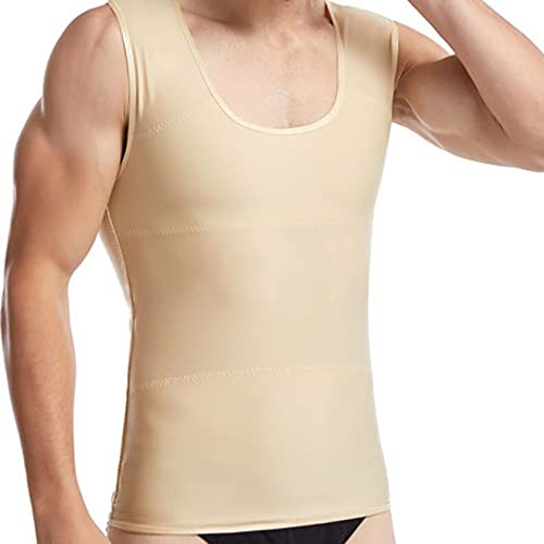 TTDGYYXW kompressionsskjortor för män för midjebantning, magkontroll shapewear toppar fitness kroppsskjortor rund hals