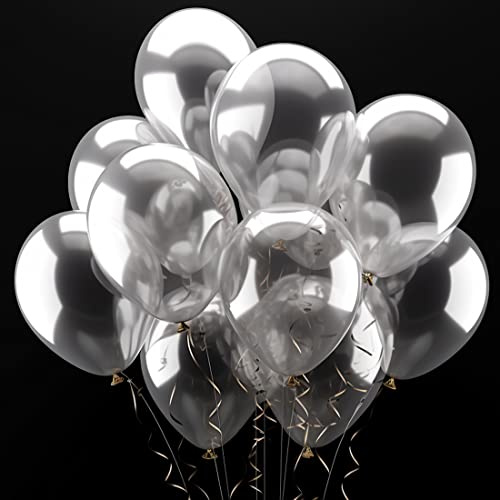 60 stycken genomskinliga ballonger, genomskinliga latexballonger, genomskinliga heliumballonger, 30 cm festballong dekorationer för födelsedag, baby shower, bröllop, alla hjärtans dag, examen