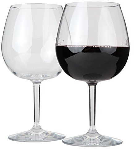 Lily's Home Unbreakable Pinot Noir and Burgundy Red Wine Glasses, Made of Shatterproof Plastic, Ideal for Indoor and Outdoor Use, Reusable and Crystal Clear (22 oz. Each, Set of 2)