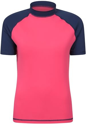 Mountain Warehouse Short Sleeves Womens UV Rash Vest - UPF50+, Ladies Rash Guard, Quick Dry, Flat Seams Top - Spring Summer Swimming, Beach, Under a Wetsuit Coral Women's Size 6