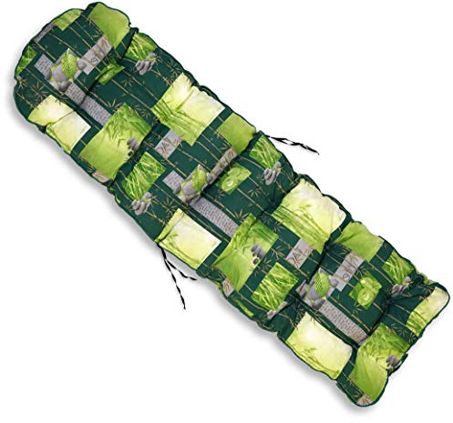 Tecnoweb - Cojín redondeado de repuesto para tumbona con reposapiés, muy acolchado, fondo de color verde con diseño de fantasía zen