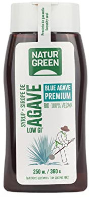 NaturGreen - Sirope de Agave 236 ml/340 g, Endulzante Natural, Bajo Índice Glucémico, Edulcorante Bio, Sin Gluten, Sin Alérgenos, Sustituto del Azúcar, Vegano y Ecológico
