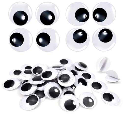 TOAOB 40 Piezas 35 mm Adhesivos Ojos Móviles Blanco Negro Ojos de Plástico Redondo Autoadhesivo Utilizados para Manualidades de Scrapbooking Accesorios