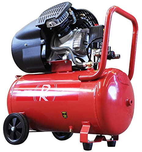 Air Compressor 50L Litre Electric V Twin 3HP Portable 2.2kw 116psi 11.8CFM 5 Piece Accessories Kit Workshop Garage 230v 3 Pin 13amp UK Plug Red Low Noise 39kg