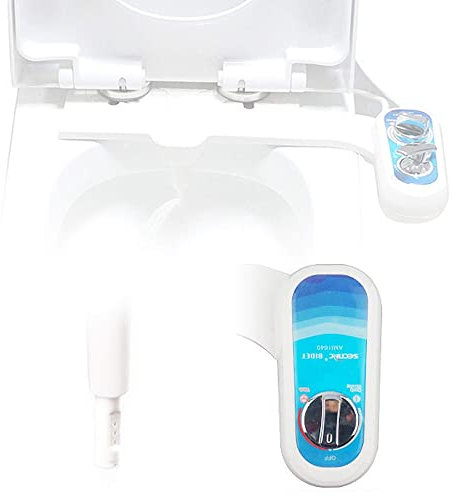 Bidet pour Fixation de Siège de Toilette pour Gaucher Bidet Toilette avec Buse Autonettoyante À Pression d'eau Réglable Bidet de Pulvérisation d'eau Douce Chaude Et Froide