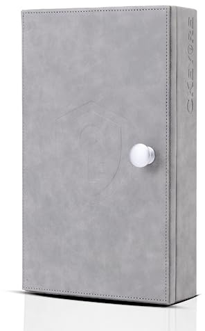 CKEYURE - Caja Faraday de piel sintética gris prémium XL para llaves de coche, montaje en pared con cierre magnético, bloqueador de señal antirrobo, jaula de bloqueo de señal y RFID