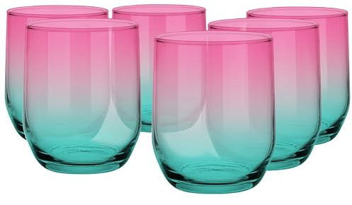 Glasmark Lot de 6 verres à faible teneur en verre turquoise multicolore 300 ml