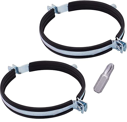 SKIR'CO Lot de 2 supports de tuyau avec revêtement en caoutchouc pour tuyaux de 150 mm, colliers de serrage, supports de tuyaux pour montage mural et plafond