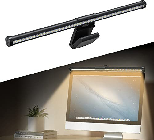 Marketero LED Desk Monitor Lamp Stepless Dimming, 44cm Monitor Light Bar 5 Modes for Eye Caring Touch Control No Screen Glare, Perfect for Study, Gaming and Office Work Black