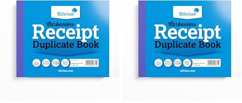 Silvine Carbonless Duplicate Receipt Book - Numbered 1-100 with index sheet (102 x 127mm) (Pack of 2)