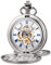 SIBOSUN Taschenuhr mit Kette Analoge Handaufzug Doppeltes Scharnier Antike Gravierte Römische Taschenuhr für Männer Silberfarbene