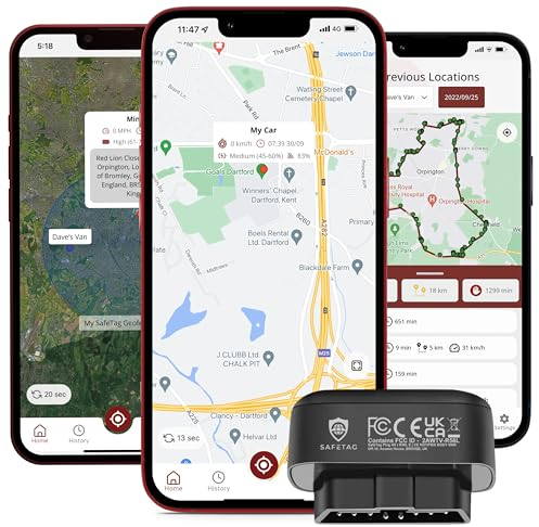 SafeTag Plug 4G - Traceur GPS en Temps Réel pour Véhicules – Voiture, Camionnette, Moto, etc. – 9-48 V, Auto-Installation en 2 Minutes, Carte SIM et Données Incluses, Essai Gratuit de 7 Jours