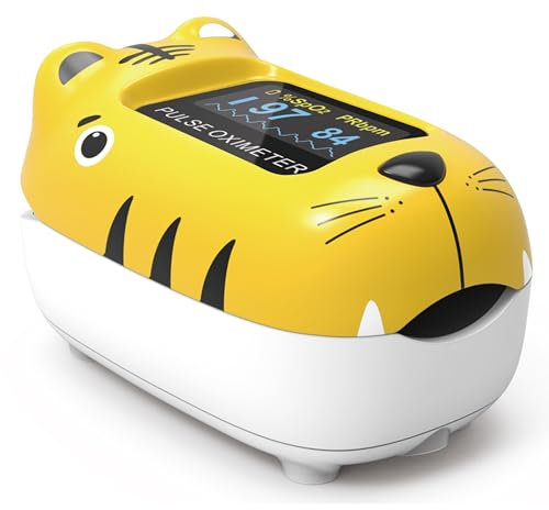 GIMA - Pulsossimetro Pediatrico Oxy 0, Misura la Saturazione di Ossigeno (Spo2) e Le Pulsazioni nei Bambini, Tigre, 35056