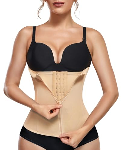 KUMAYES Korsett Damen Waist Trainer Cincher Korsage Taillenformer Bauchweggürtel Corsage Shapewear Damen bauchweg (Beige, M)
