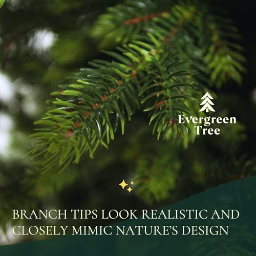 Evergreen Tree® Konstgjord julgran, naturtrogen, 100 % formgjuten julgran med träfot, konstgran som tillverkats i EU, 210 cm