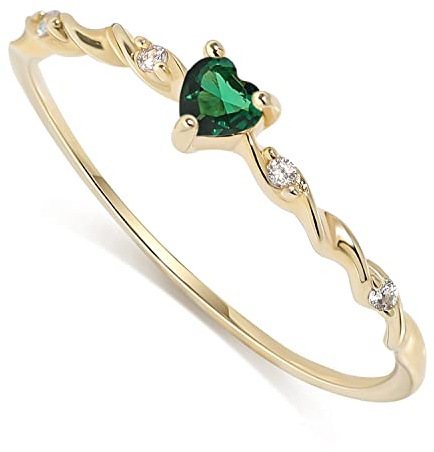Meissa Anillos Chapados en Oro con Granate, Piedra de Nacimiento para Mujer, Anillo Apilable en Forma de Corazón de Plata de Ley 925 Hecho a Mano, Anillos de Amistad Piedra de Nacimiento