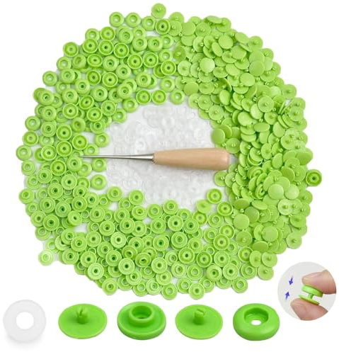 GTAAOY T5 Plastic Snaps,120 Set Green Snaps No Need Tools, No-Sew Buttons for Crafts Cloth