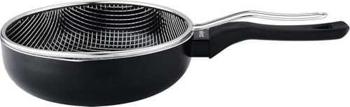 VIER - Sartén honda Freidora de Inducción Aluminio antiadherente Ø 26 cm, cap. 4,01 litros (135 Oz), Base Inducción apta para toda clase de cocinas, Mango Ergonómico Aislante, pico vertedor.