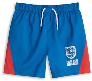 Vanilla Underground England Football Team Crest Blue Swim Shorts | Boys Elastic Waistband Swimwear | Beach Pool Beachwear | Sports Apparel | England Merch - 3-4 Years