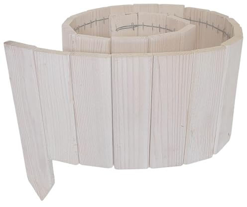 WEECO Holzzaun Garten 550 cm – 5er Set – 110x10 cm – Pflöcke 20 cm – Farbe Weiß – Flexibler dekorativer Gartenzaun aus Holz