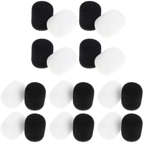 BESTonZON 20 Pezzi Spugna Antivento per Microfono Lavalier Compatibilità Copertura Antirumore in Spugna per Sessioni di Streaming Indoor Comoda da Indossare