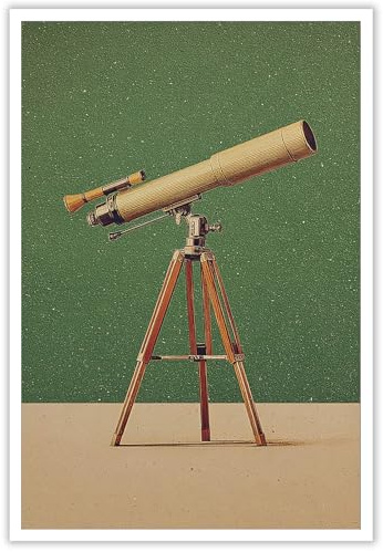 Vintage Telescope Poster Star Watching Scientific Instrument Canvas Wall Art Green Antique Astronomy Illustration Prints Painting For Living Room Bedroom Apartment Wall Decor 12x16in Unframed