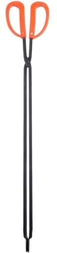Sewroro Charcoal Briquette Tongs and Garbage Clamp with 60cm Red Plastic Flat Head for Outdoor Barbecue and Yard Waste Picking
