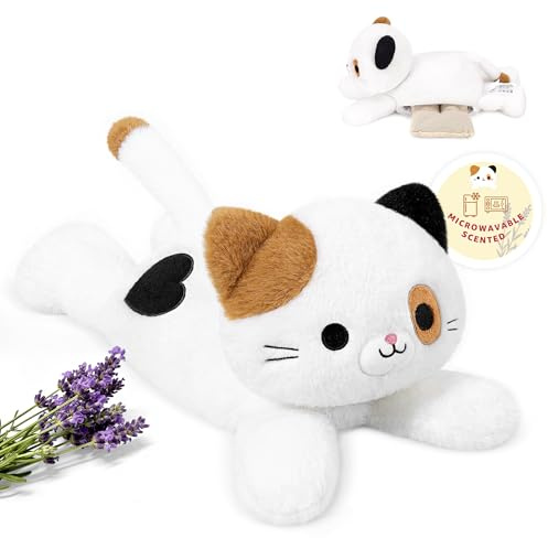 shownicer Coussin chauffant en peluche chat amovible