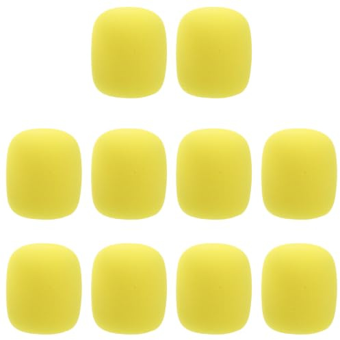 EXAOMBLE 10 St Mikrofonskydd av Skumgummi Handhållen Mikrofon Vindskydd för Brusreducering Popfilter för Karaoke Podcast Inspelning och Scenframträdanden Gul