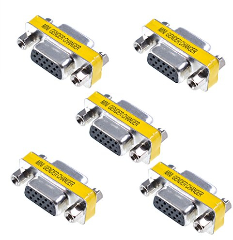 Oiyagai 5-Pack VGA Female to Female Adapter, DB15 HD15 Pin Extension Connector, Coupler for VGA Cable Lengthening, Monitor, Projector, PC