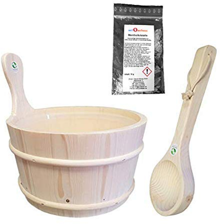 SudoreWell Seau pour Sauna en bois de pin 4,0 l avec Insert + louche