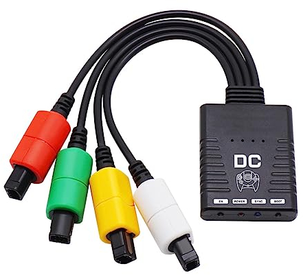 Jerilla Drahtloser Controller-Adapter Kompatibel mit Dreamcast Konsole, Konverter Unterstützt 4 Bluetooth-Controller für Switch Joy-Con/Wii Pro/PS3/PS4/PS5 Controller