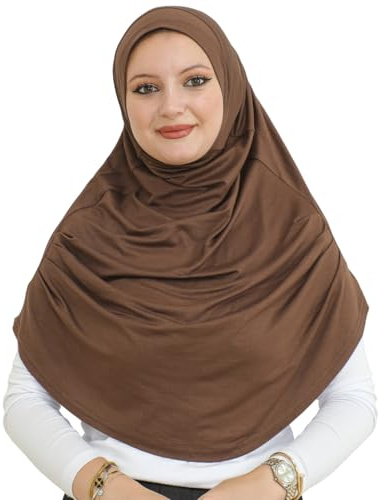 Prien Ready To Wear Hijab For Women, Instant Turban, Soft Muslim Scarf For Prayer, Long Hijabs, Islamic Clothes, Jersey Abaya (Brown)