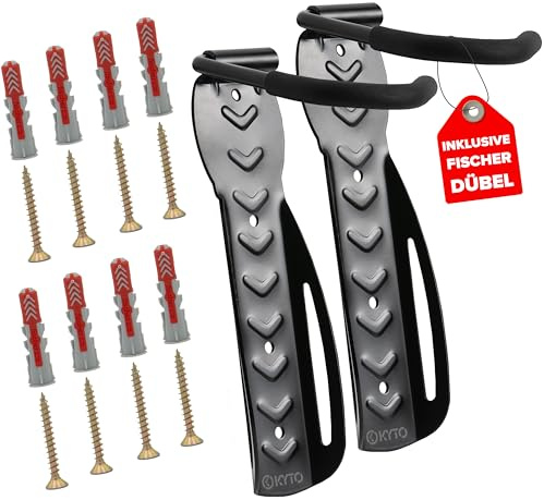 2-er Set Fahrrad Wandhalterung | Platzsparend für Garage, Keller & Wohnung | bis 30 kg Tragkraft | inkl. Montagematerial | geeignet für E-Bike, MTB & Rennrad