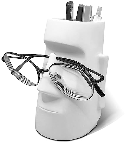 FLJZCZM Stifthalter für Schreibtisch, Stifthalter mit Brillenhalter, Make-up-Pinselhalter, Schreibtischzubehör, Bürodekoration, Schule und Zuhause Organizer (weiß)