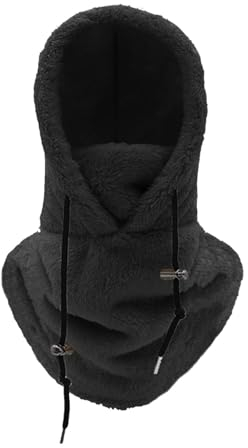 Cálida felpa Ciclismo Capucha Polar A Prueba de Viento Máscara de Esquí para Ciclismo Motocicleta Máscara Señoras Bufanda Máscara Casco de Esquí Media Bufanda Mujer Invierno Negro, a, Talla única