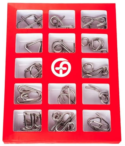 Xrten 15 Piezas Rompecabezas de Metal, 3D Rompecabezas IQ, Mini Rompecabezas Niños, Juegos de Ingenio Metalicos, Regalo para Adultos, Niños, Adolescentes