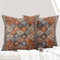 ECZOIL 2er Set Boho Kissenbezüge 50x50 cm,Böhmische Blumen Dekorative Kissenhülle Flachs 20x20 Inch Doppelseitiger Druck Dekorative Kissenbezug für Wohnzimmer Sofa Schlafzimmer-Blumen Orange