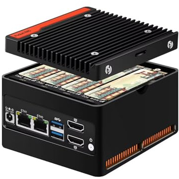 PeeliCeeli 4 Bay NAS Mini PC N150, 4 NVMe Micro NAS Server Desktop Computer, Dual 2.5GbE i226V Small Network Attached Storage with USB3.2, Support WiFi7, DDR5 8GB RAM 128GB SSD