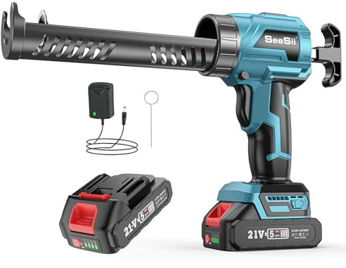 SEESII Pistola de Silicona, Pistola de Silicona Profesional Compatible con Batería de 18V Makita, Pistola de Calafateo Eléctrica con 1x Batería de 2.0Ah (Incluye una batería)